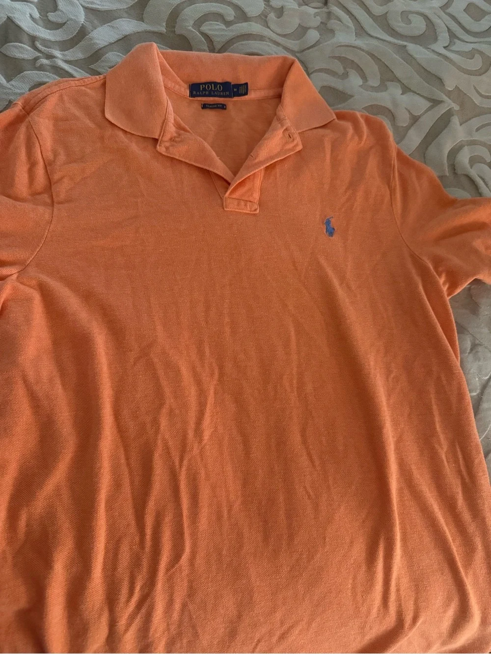 Ralph Lauren Men's Orange Polo with Blue Pony
